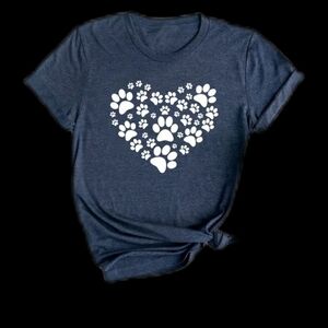 Dog Paw Print Heart Graphic T Shirt